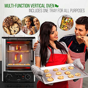 NutriChef PKRT97 Upgraded Multi-Function Rotisserie Vertical Countertop Oven with Bake, Turkey Thanksgiving, Broil Roasting Kebab Rack with Adjustable Settings, 2 Shelves 1500 Watt-PKRT97, 1500W
