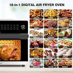 Condake 32QT Large Air Fryer Oven Toaster Oven Combo with Rotisserie 18-in-1 Convection Oven Countertop LED Touch and Knob Design Digital Oven for Bake Broil Pizza Roast Toast Dehydrate,1800W,Stainless Steel,ETL certified