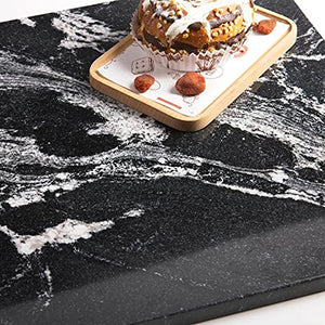 Soulscrafts Black Marble Pastry Cheese and Cutting Board with White Vein Slab 16x12x0.5 Inch