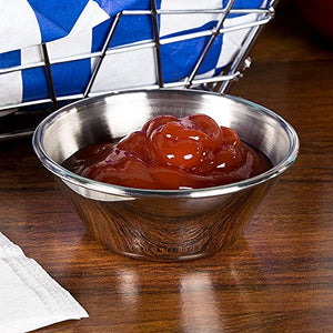 (144 Pack) Small Sauce Cups 1.5 oz, Commercial Grade Stainless Steel Dipping Sauce Cups, Individual Condiment Cups/Portion Cups/Ramekins by Tezzorio