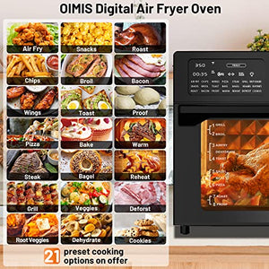Air Fryer Oven OIMIS,32QT X-Large Air Fryer Toaster Oven Stainless Steel Air Fryer Rotisserie Oven Combo 21 in 1 Countertop Oven Dual Cook Innovative 360°Air Frying Technology 7 Accessories Black