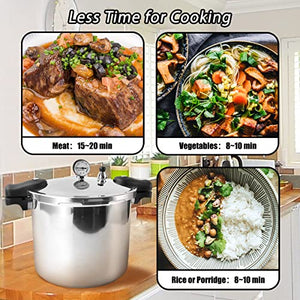 BreeRainz Pressure Cooker and Canner 23 Quart Aluminum Nonstick,with Pressure Gauge Control,for Steaming,Canning and Stewing,Silver